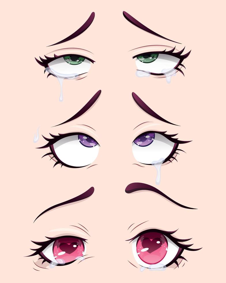 mirada amorosa, día de san valentín, ojos de anime, ojos de chica anime, vector de ojos de estilo anime, amor, ojos que brillan con amor