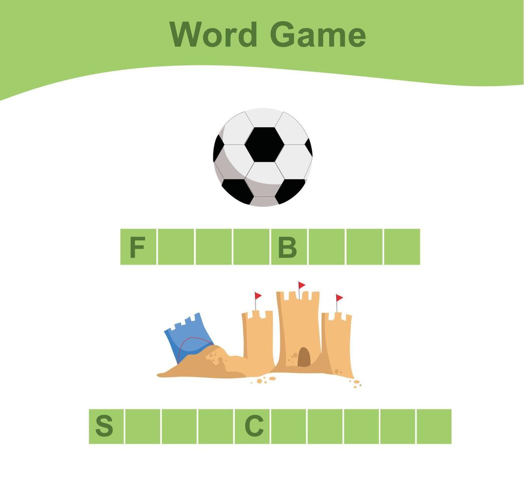 Complete the words worksheet. Kids educational game. Worksheet for preschool. Writing practice with summer theme. Vector file.