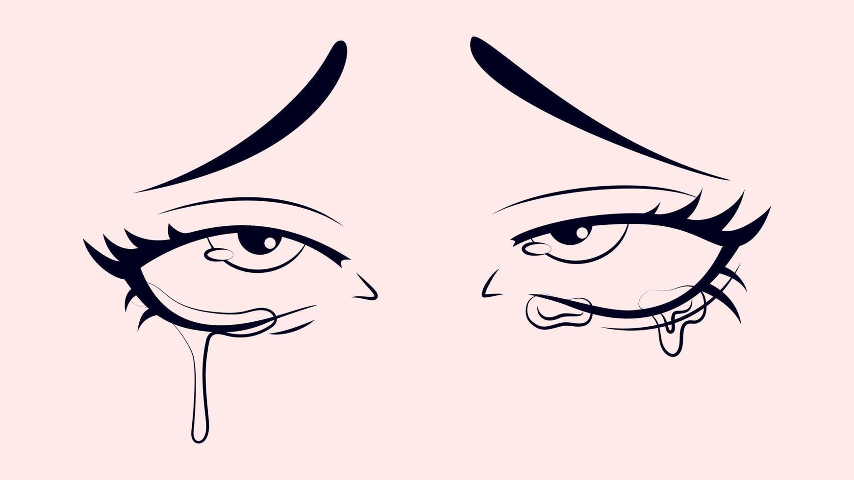 how to draw girl anime eyes crying