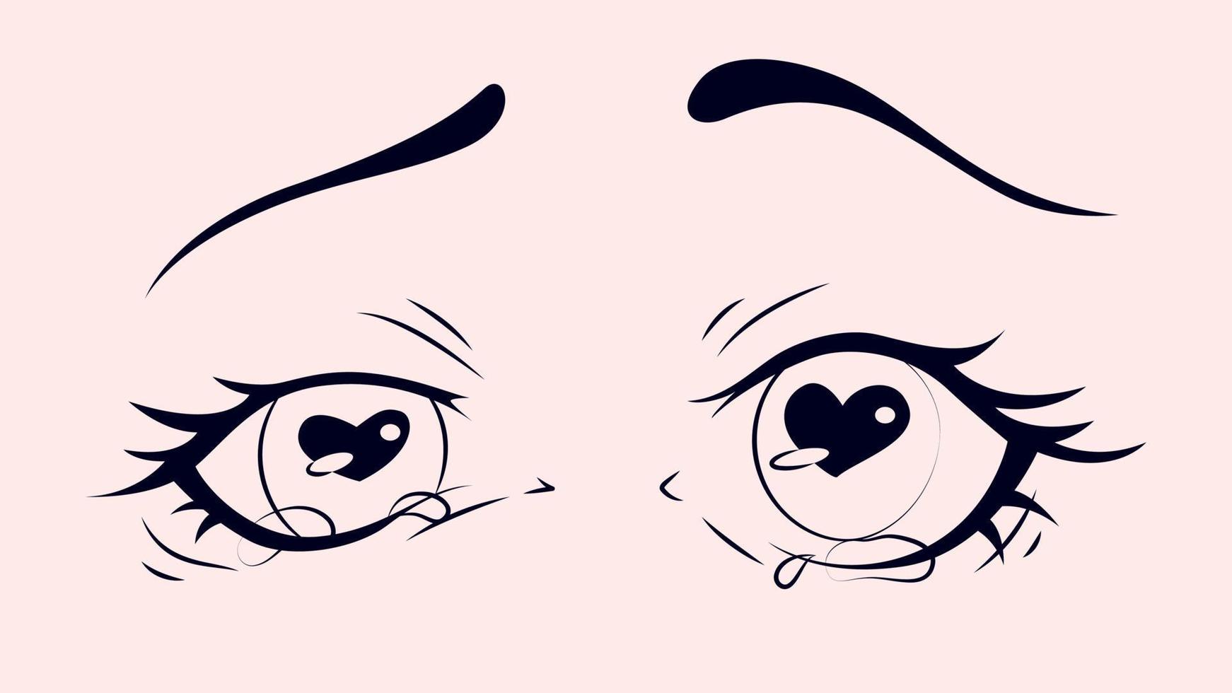 mirada amorosa, día de san valentín, ojos de anime, ojos de chica anime, vector de ojos de estilo anime, amor, ojos que brillan con amor