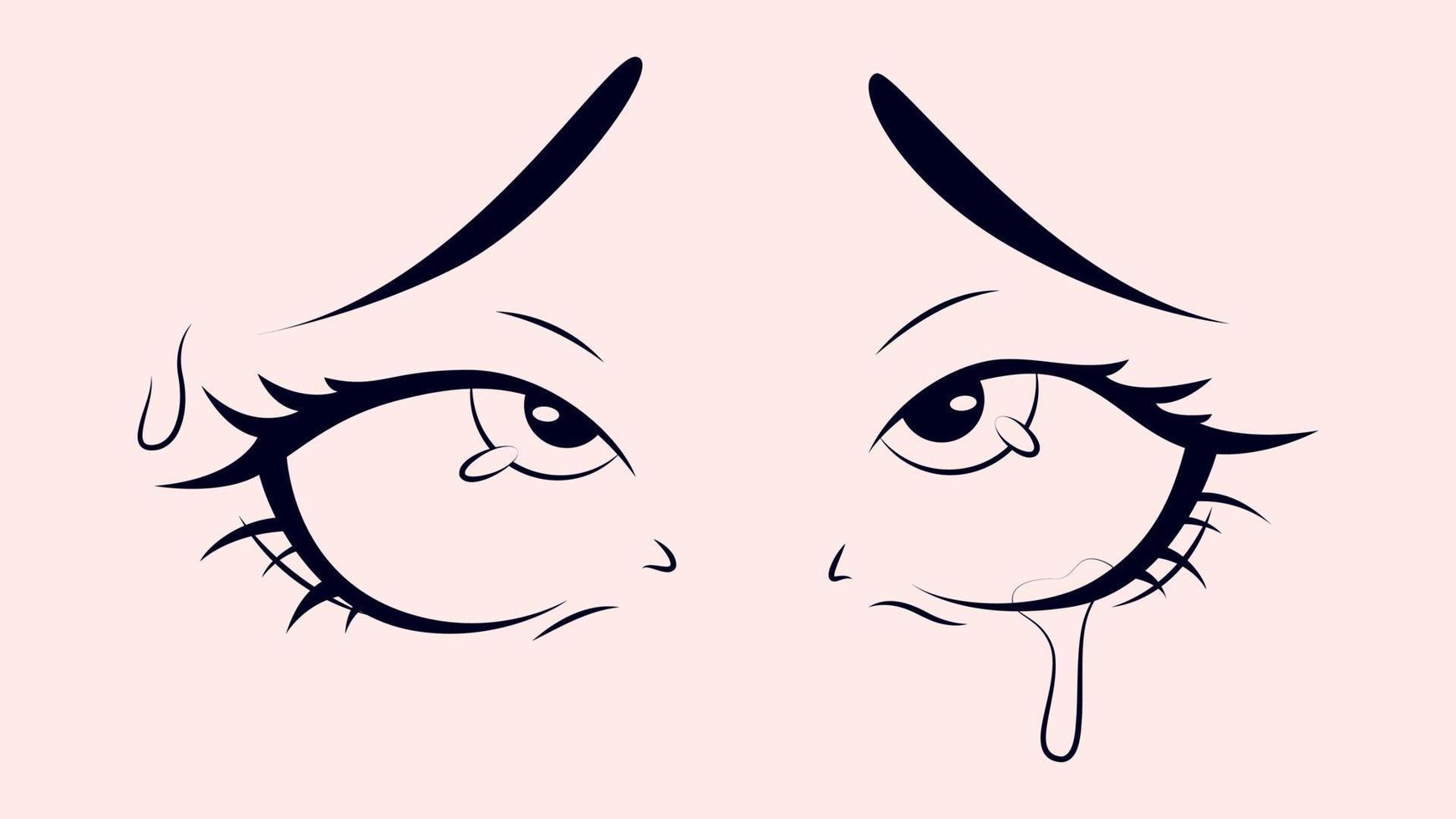 how to draw girl anime eyes crying