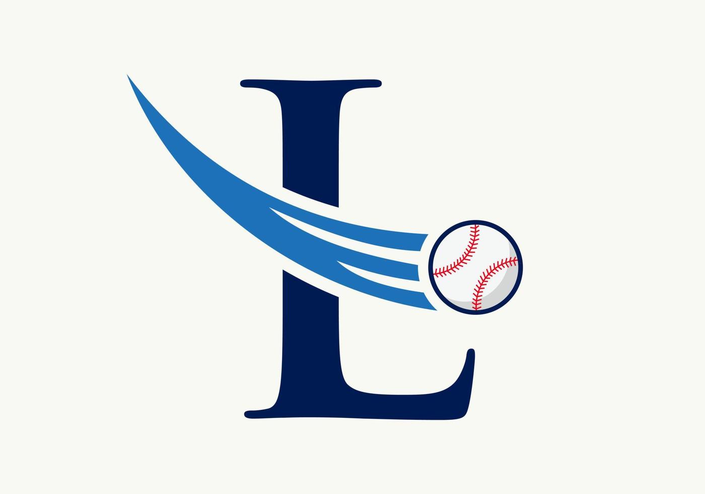 Letter L Baseball Logo Concept With Moving Baseball Icon Vector Template