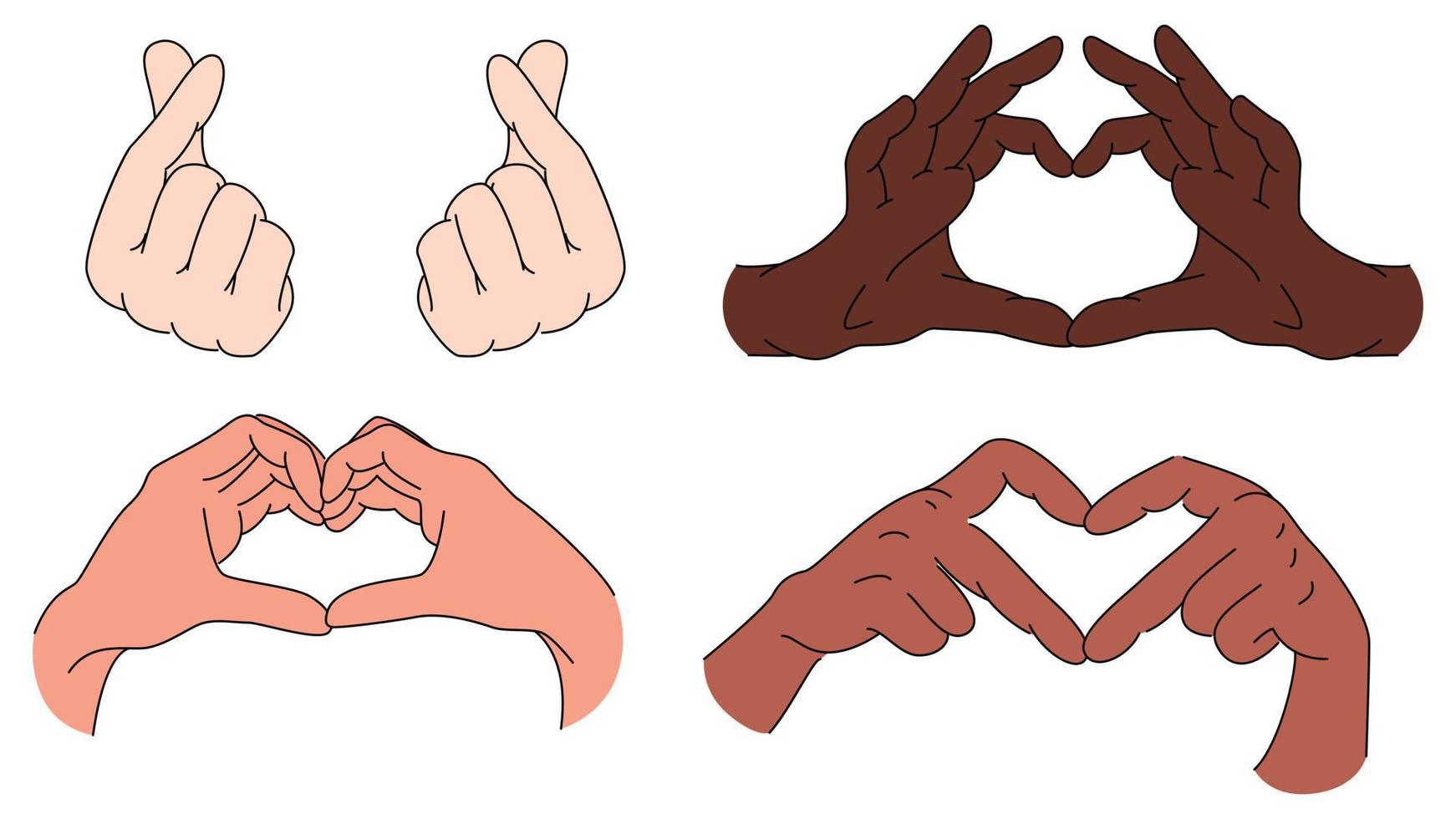 illustration of a set of hand drawn hearts, heart in hands,hands