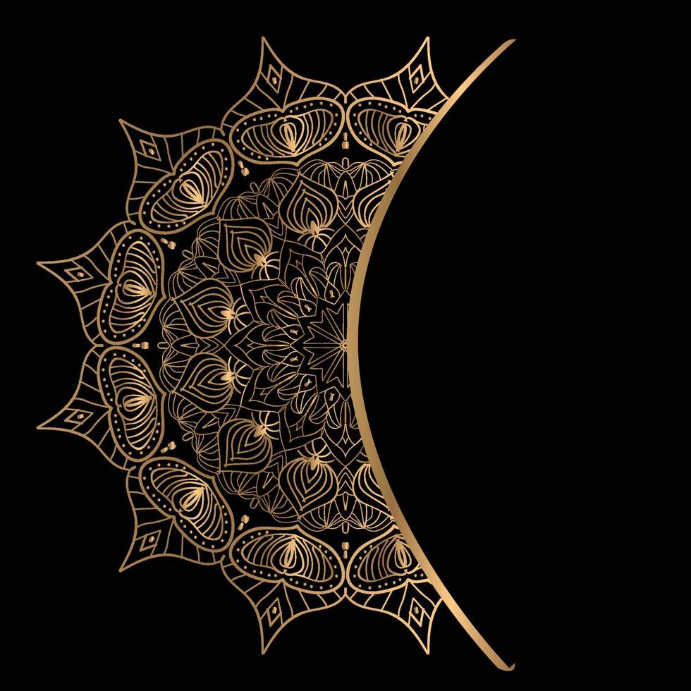 set of vector design templates. Business card with floral circle ornament.mandala style.luxury gold.