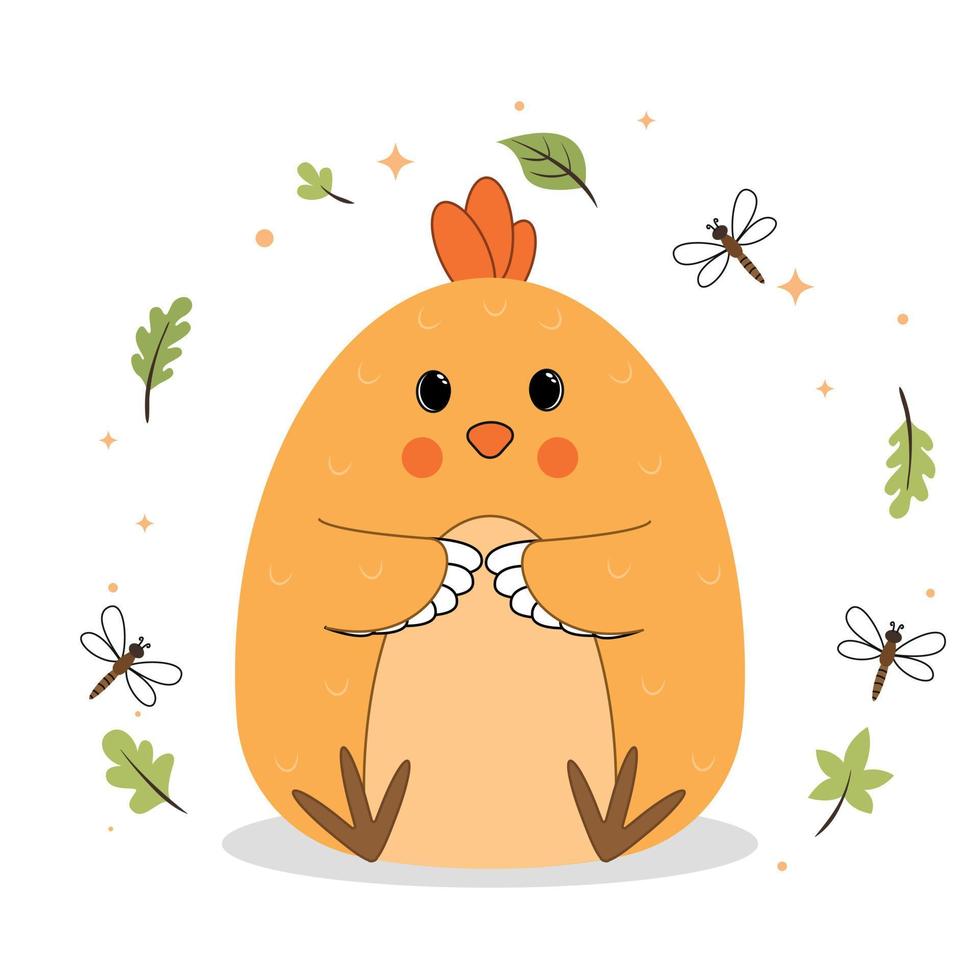 vector chicken, cute chicken isolated on a white background, pets vector, cartoon little chicken in flat style