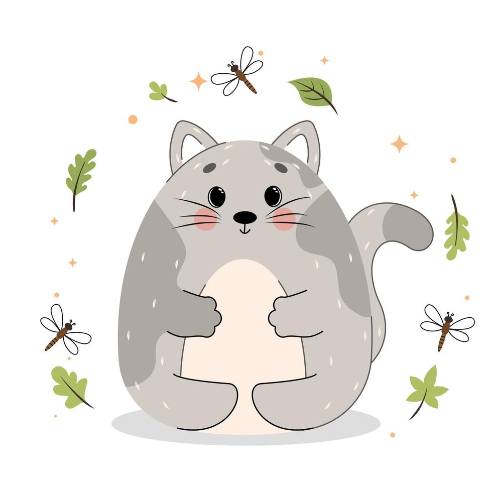 vector cat, cute cat isolated on a white background, pets vector, cartoon cat in flat style