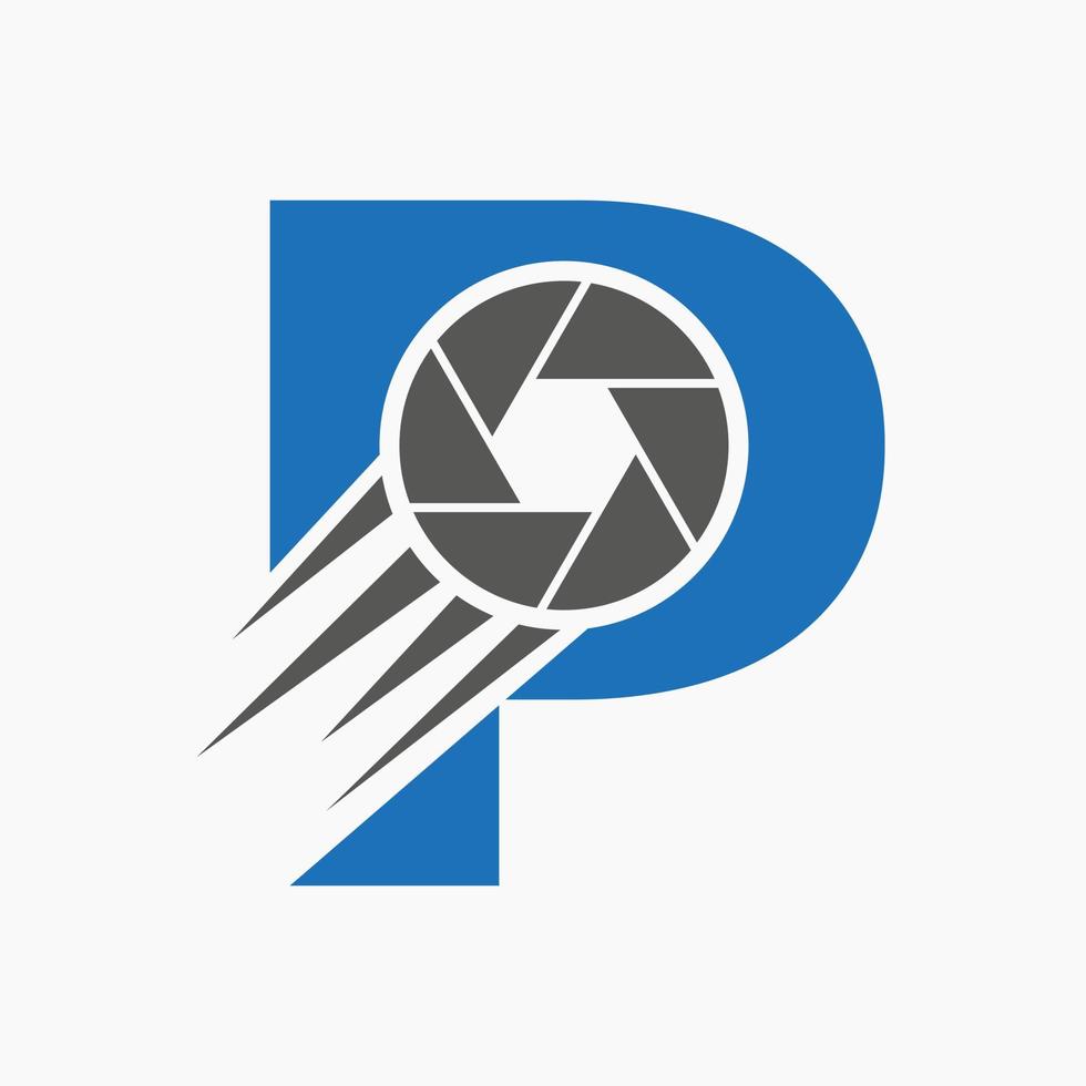 Letter P Photography Logo Camera Lens Concept. Photography Camera Symbol Vector Template