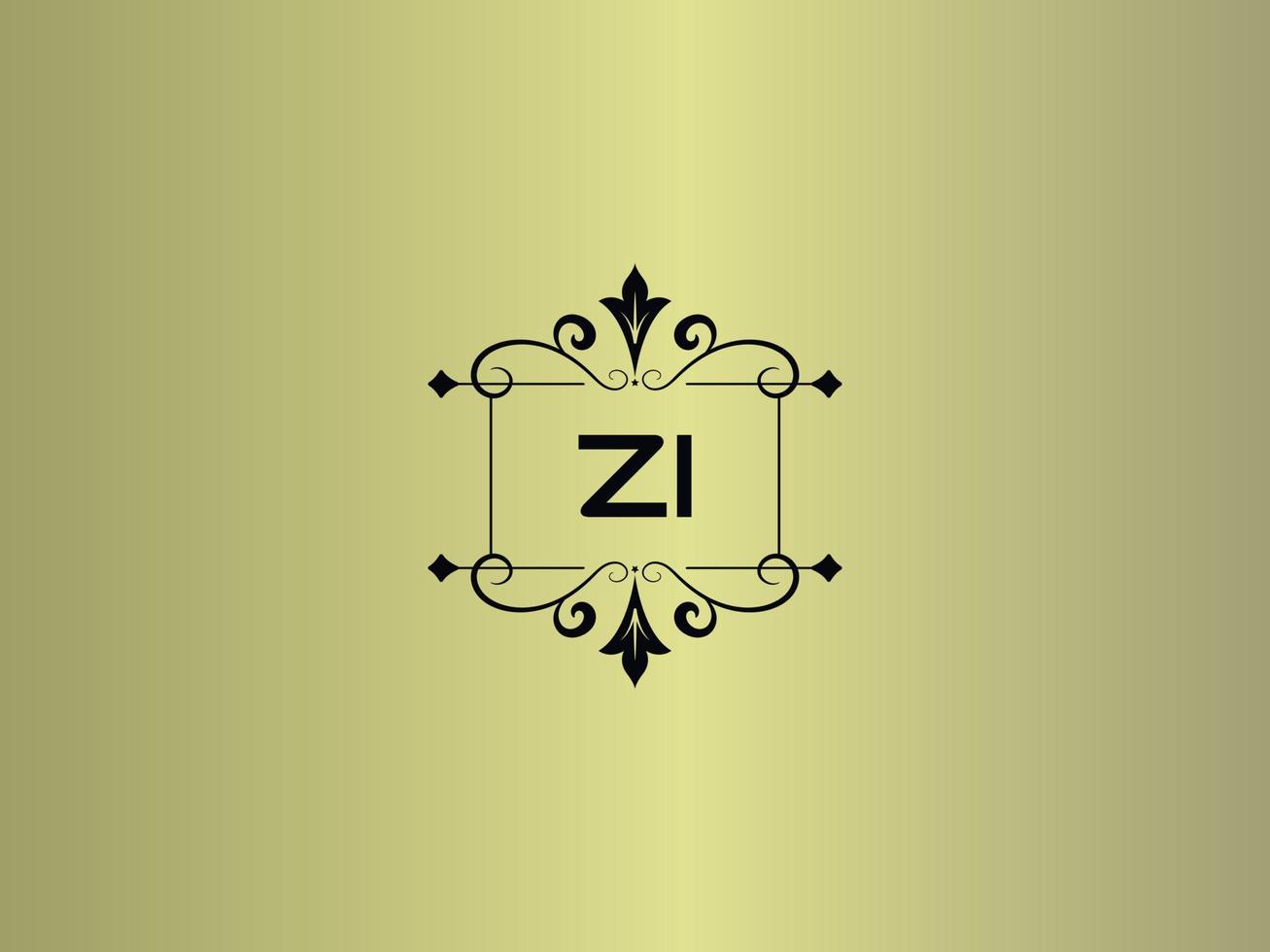 imagen de logotipo zi creativo, diseño de letra de lujo zi premium vector