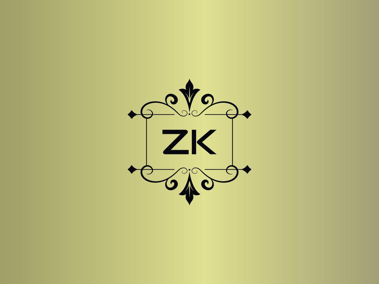 imagen de logotipo zk creativo, diseño de letra de lujo zk premium vector