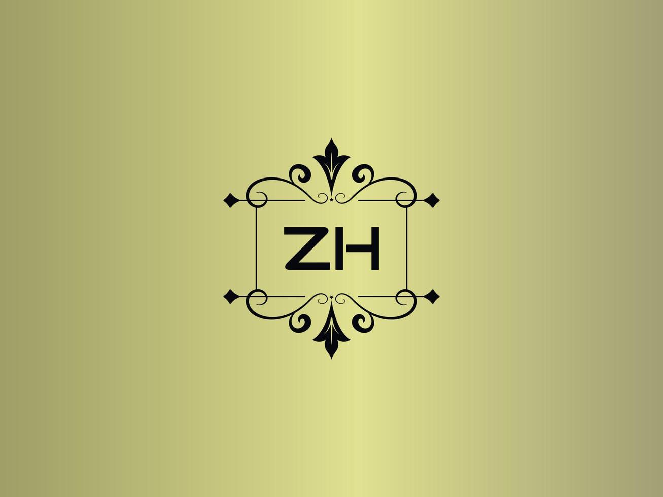 imagen creativa del logotipo zh, diseño de letras de lujo premium zh vector