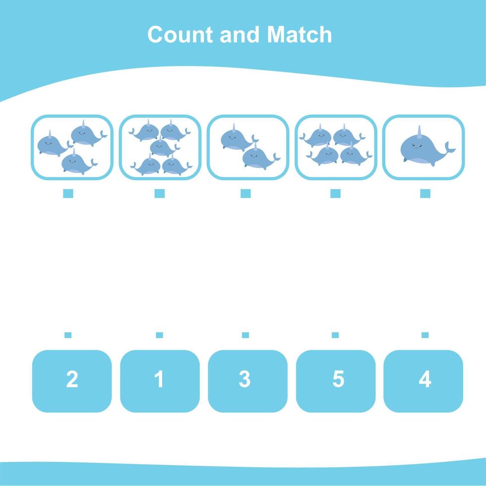 Count the images and match the answer. Printable math worksheet. Vector file.