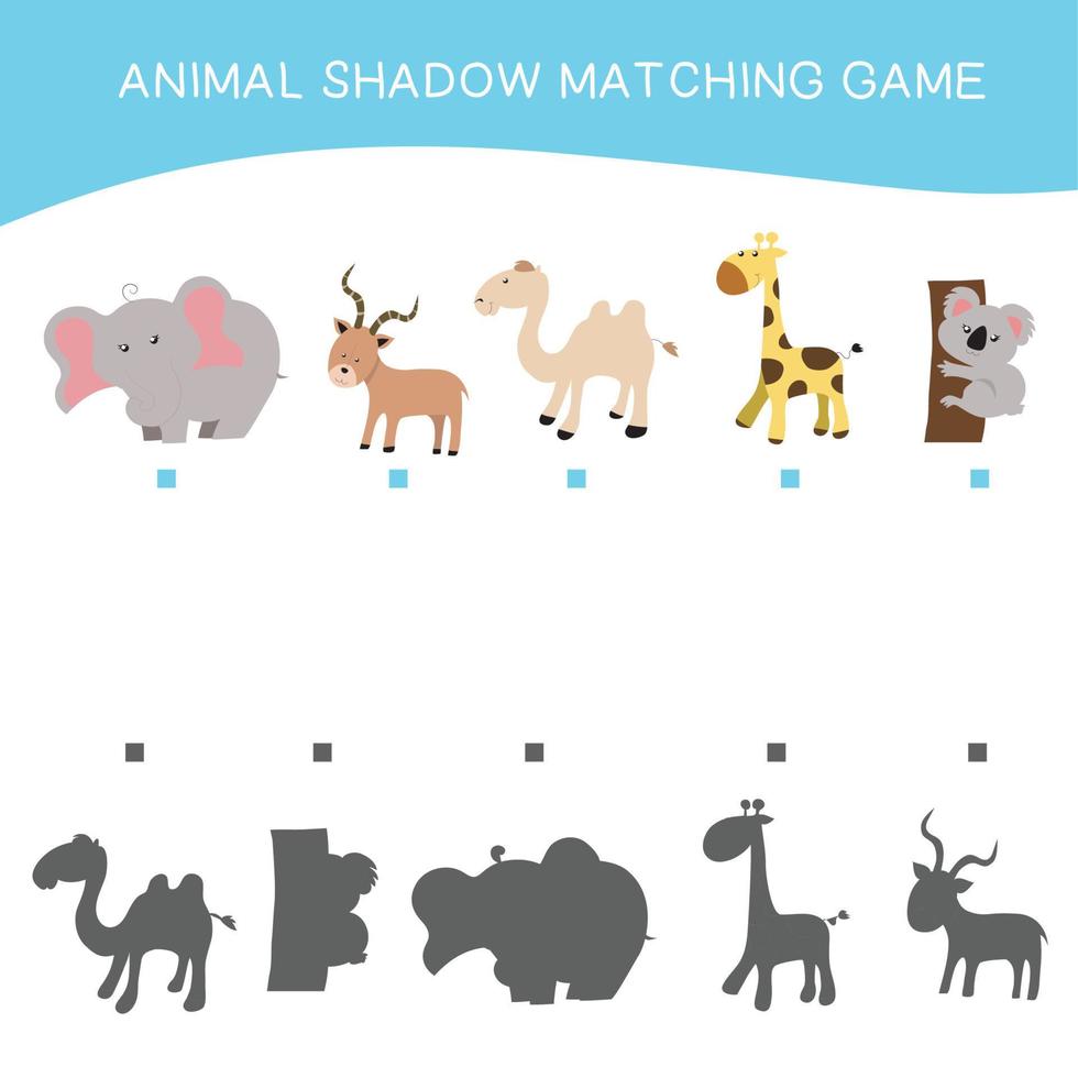 Find the correct shadow. Educational matching game for children. Kids educational game. Preschool worksheet activity. Vector file.