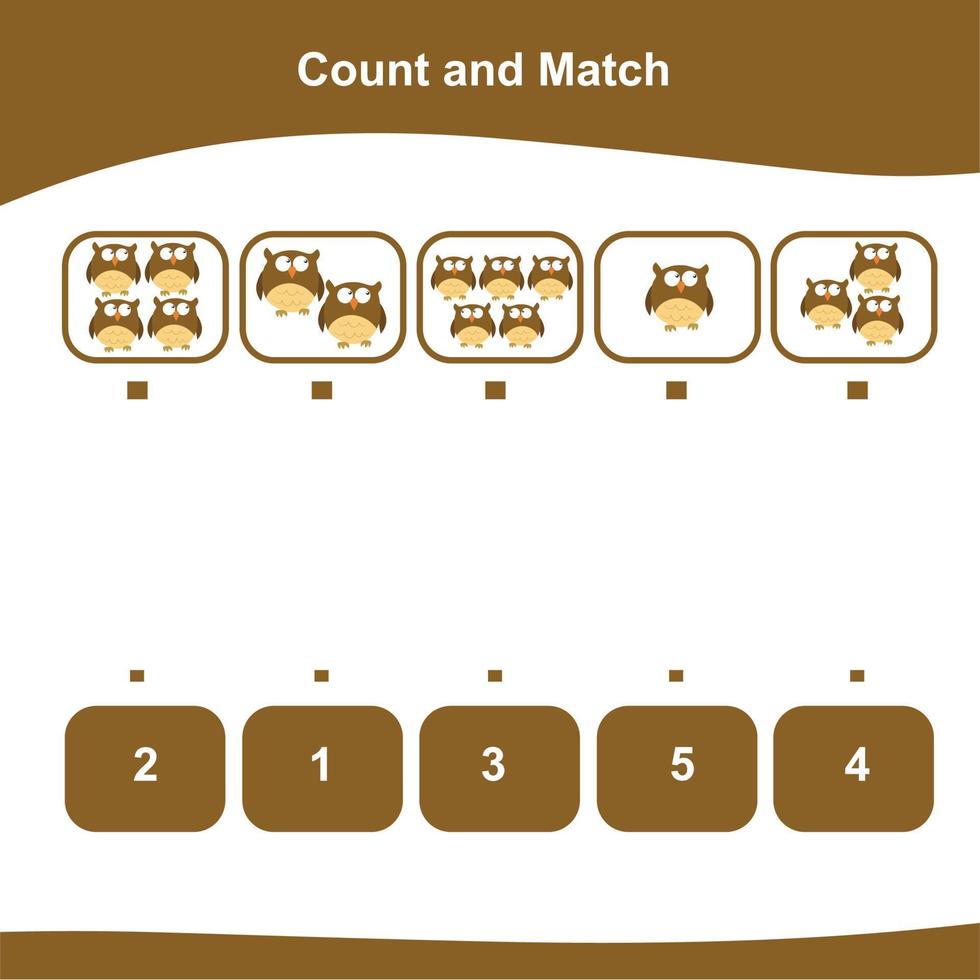 Count the images and match the answer. Printable math worksheet. Vector file.
