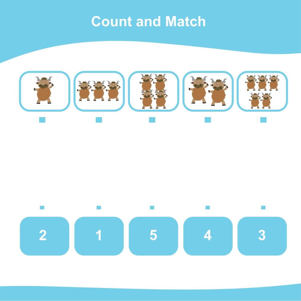 Count the images and match the answer. Printable math worksheet. Vector file.