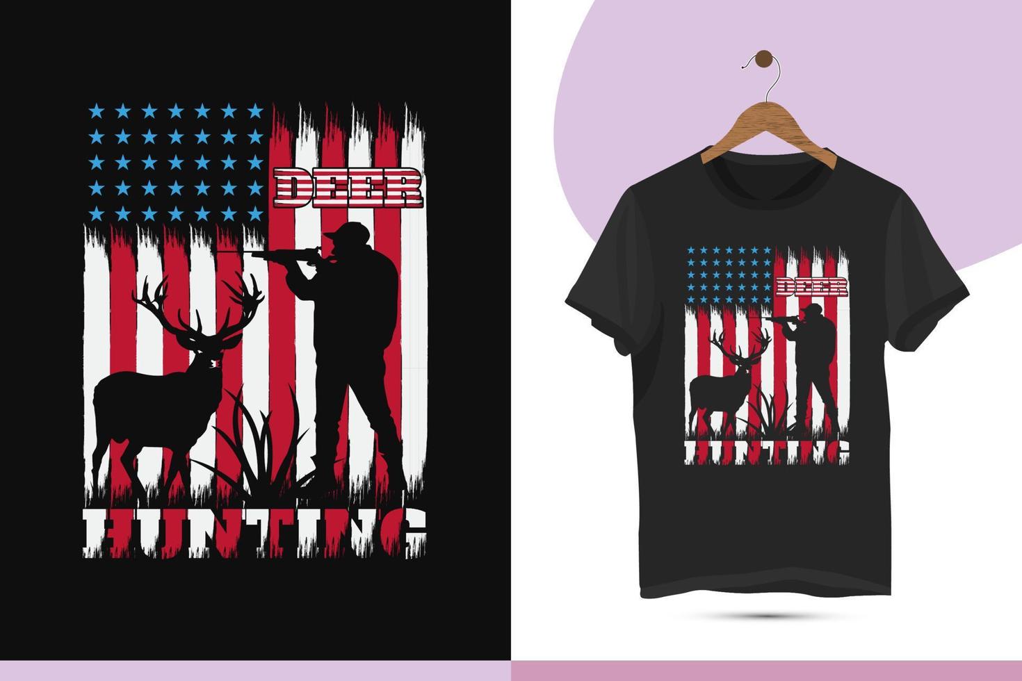 Welcome, Deer hunting - American flag t-shirt design vector Template. A beautiful and eye-catching Hunter illustration art good for Clothes, Greeting Cards, Posters, and Mug designs.