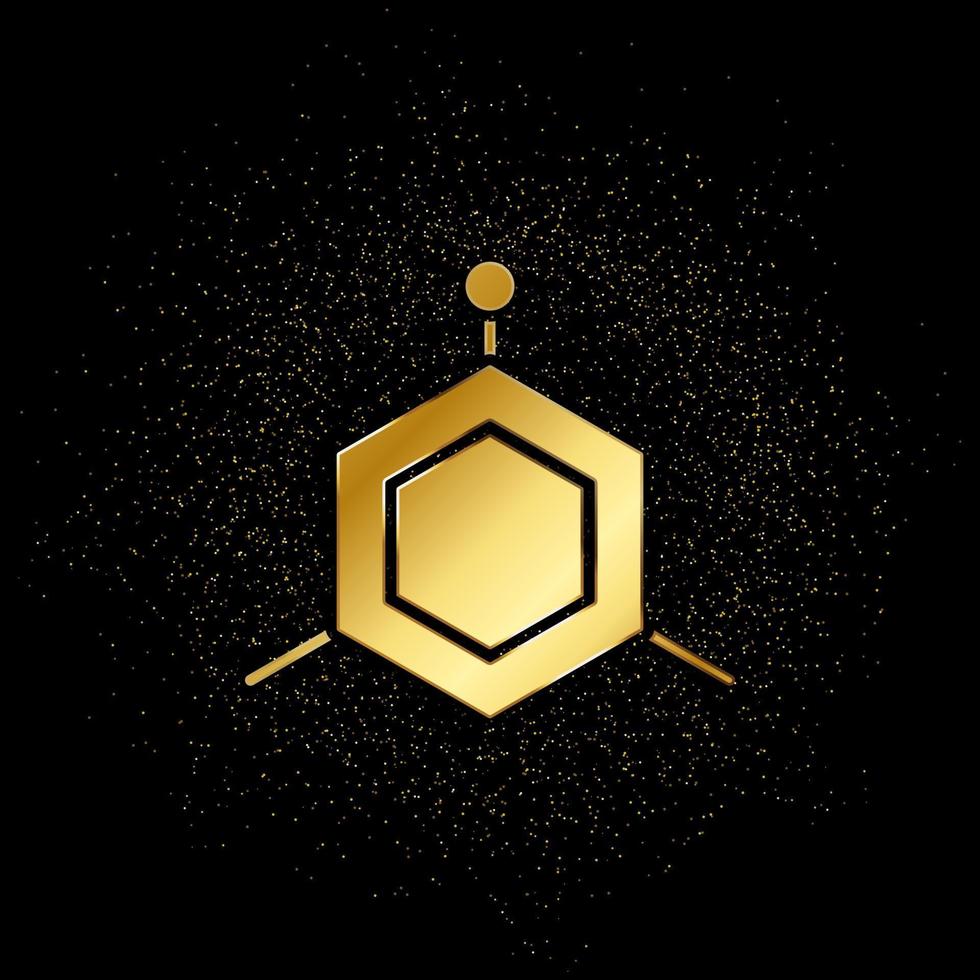 molecules gold icon. Vector illustration of golden particle background. Gold vector icon