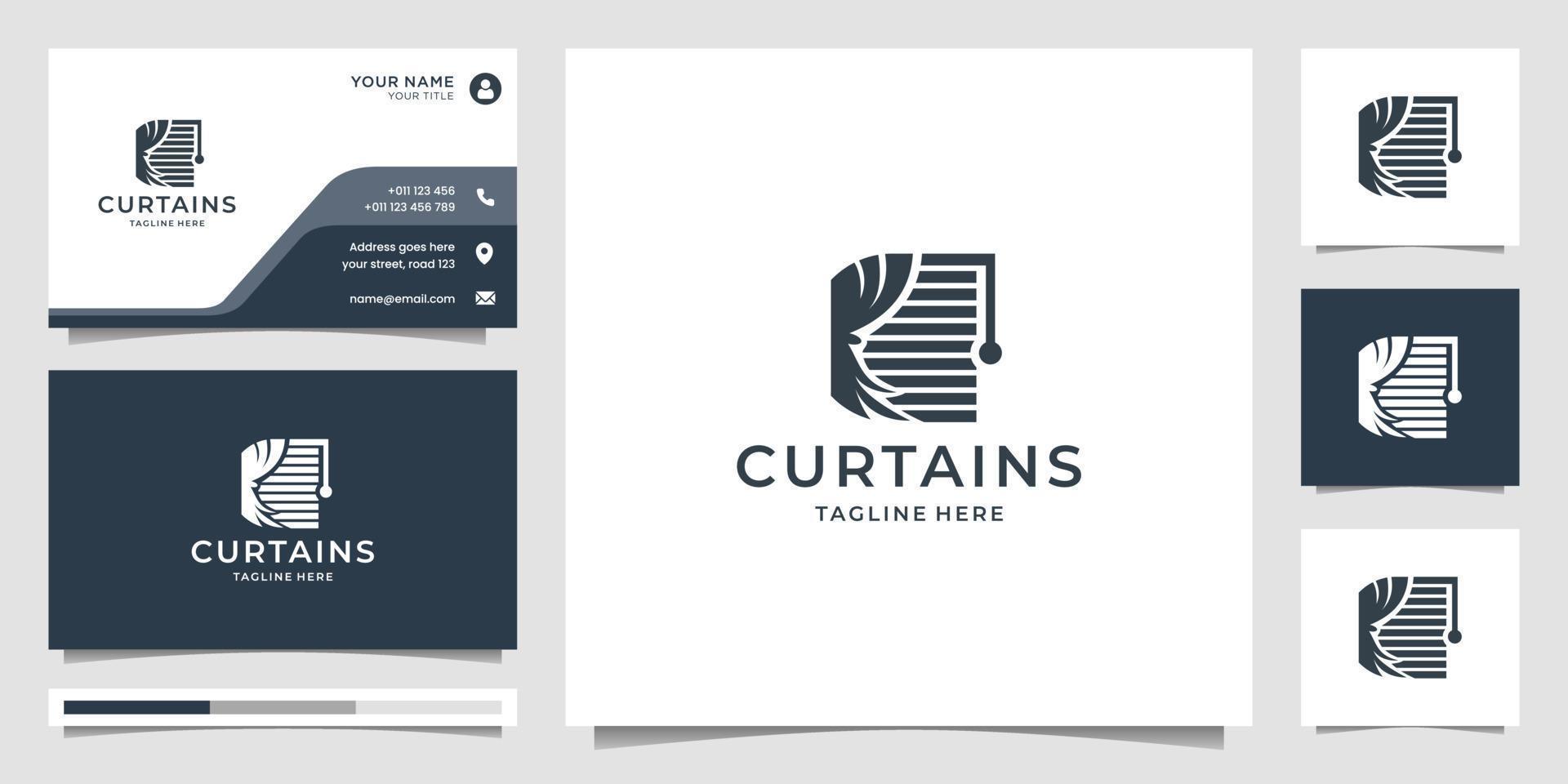 plantilla de diseño de logotipo de tela de ventana ciega de cortinas. cortinas de inspiración para el logo del circo. vector