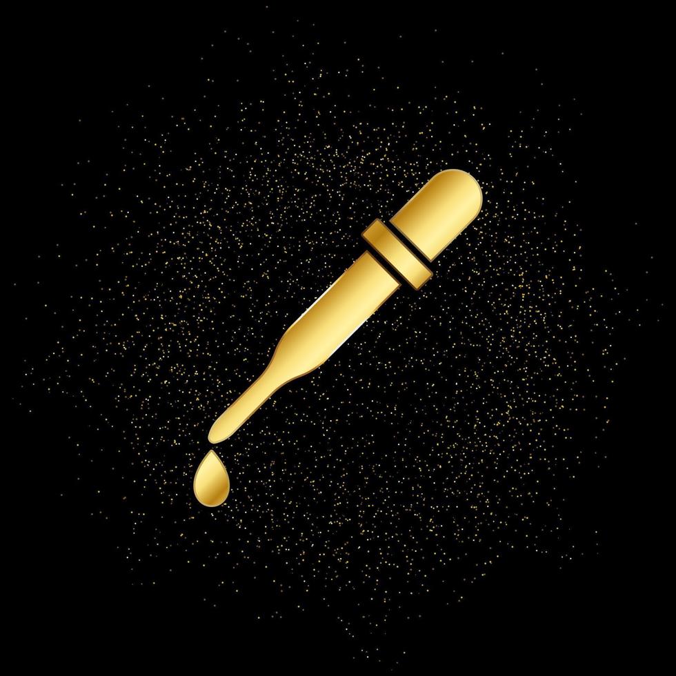 dropper gold icon. Vector illustration of golden particle background. Gold vector icon