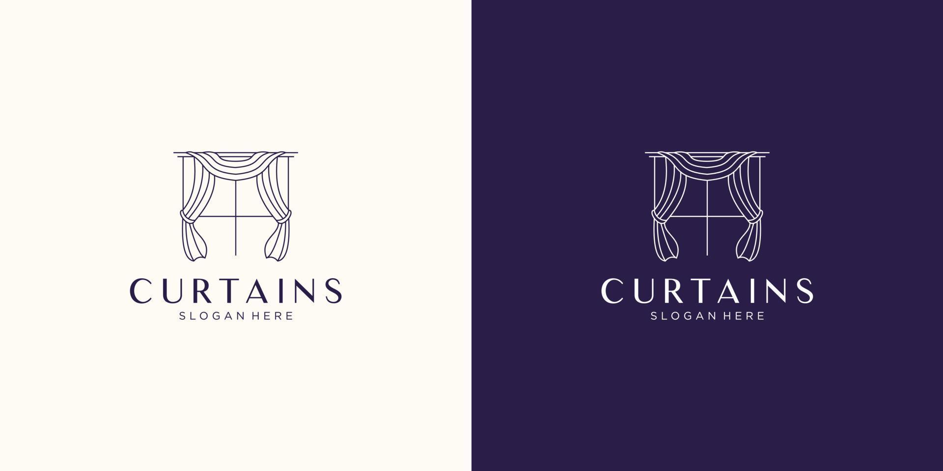 curtains logo design inspiration. symbol of curtains with mono line style concept. vector