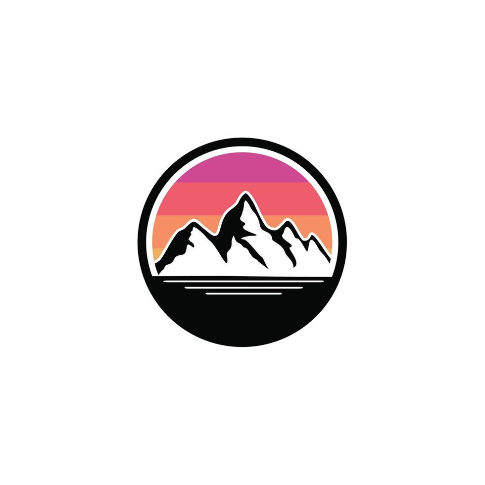 Minimalist Vintage Ice Mountain logo design Inspiration, beauty sunset color vector