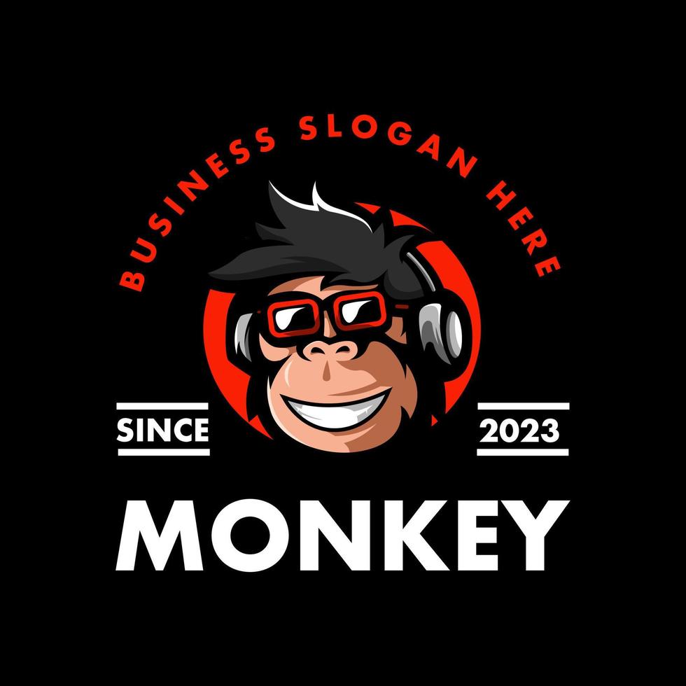 Monkey music mascot logo design vector for business