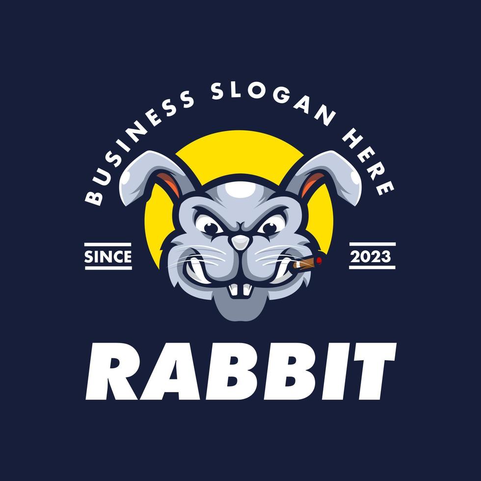 Rabbit logo. Vector illustration of a rabbit with a pipe in his mouth.