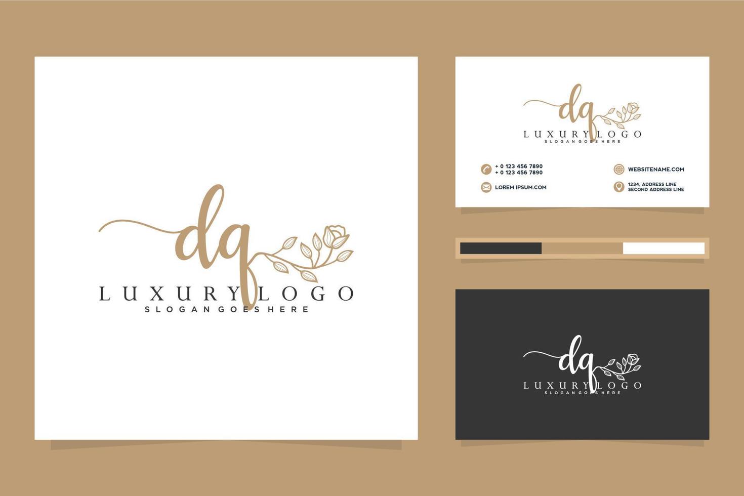 Initial DQ Feminine logo collections and business card templat Premium Vector