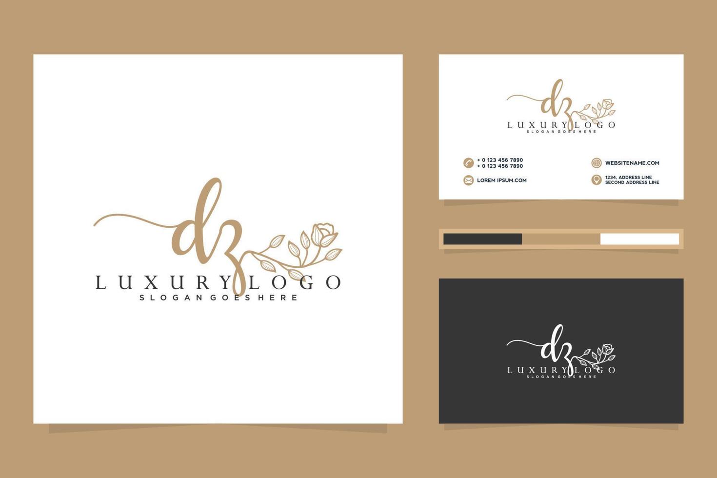Initial DZ Feminine logo collections and business card templat Premium Vector