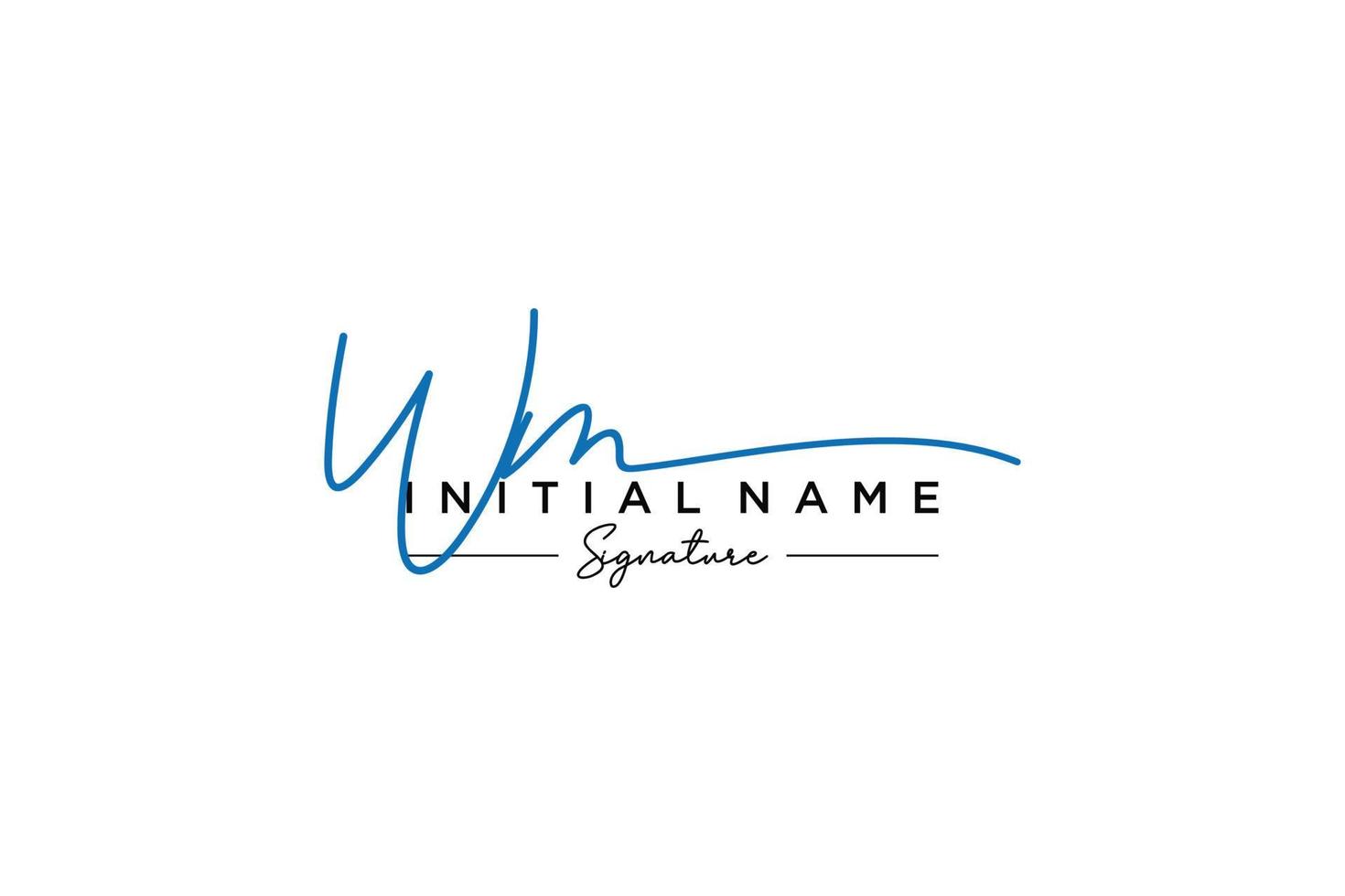 Initial WM signature logo template vector. Hand drawn Calligraphy lettering Vector illustration.