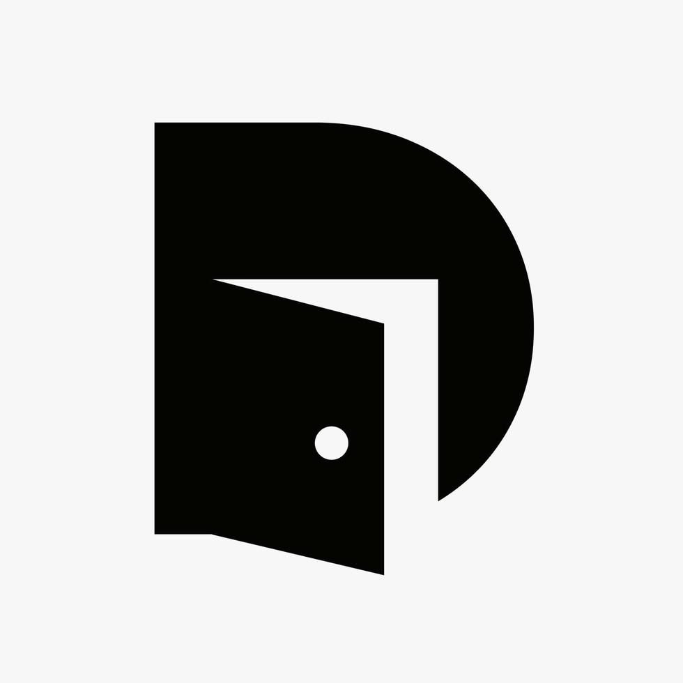 Letter D Door Logo Design Combined With Minimal Open Door Icon Vector Template