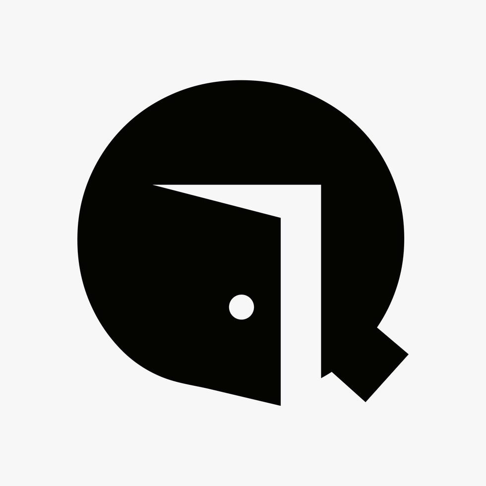 diseño del logotipo de la puerta de la letra q combinado con una plantilla de vector de icono de puerta abierta mínima