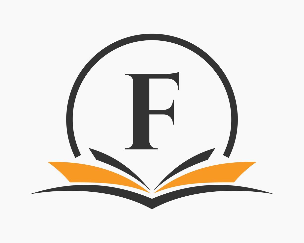Letter F Education Logo Book Concept. Training Career Sign, University, Academy Graduation Logo Template Design vector