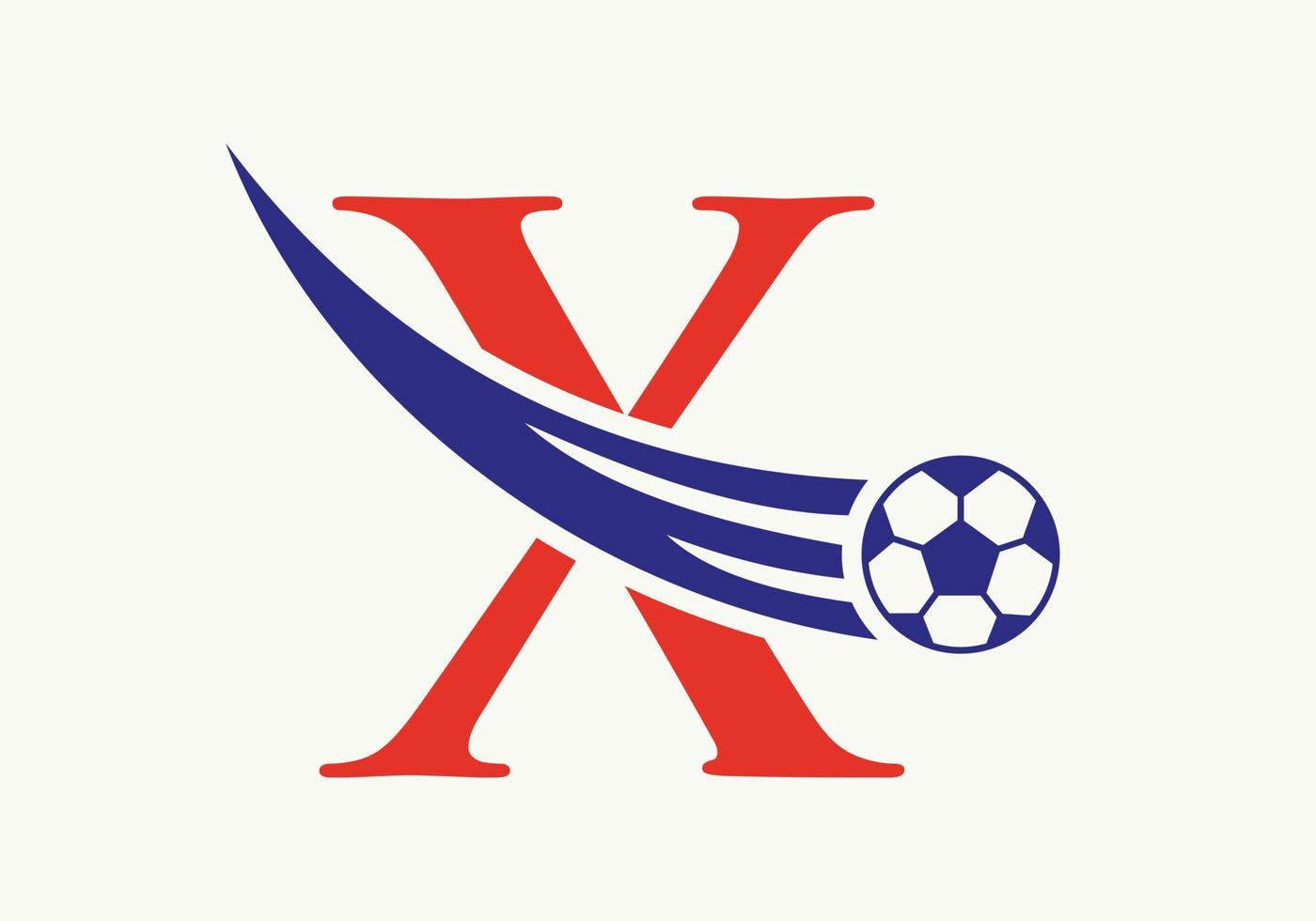 letra x logo de fútbol soccer. símbolo del club de fútbol concepto de icono del equipo de fútbol vector