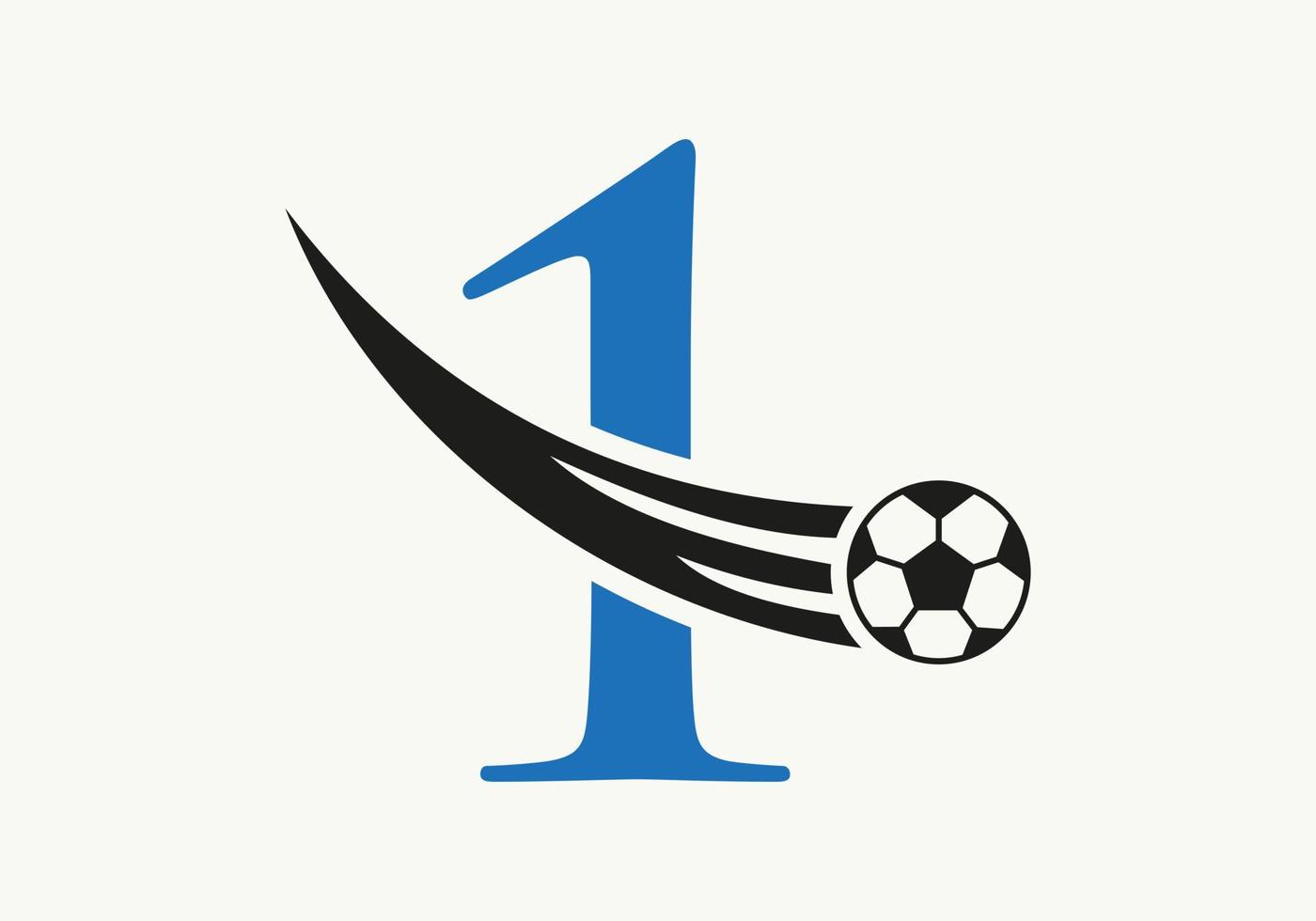 logotipo de fútbol de la letra 1. símbolo del club de fútbol concepto de icono del equipo de fútbol vector