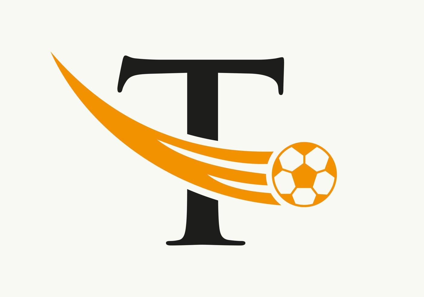 logotipo de fútbol de la letra t. símbolo del club de fútbol concepto de icono del equipo de fútbol vector