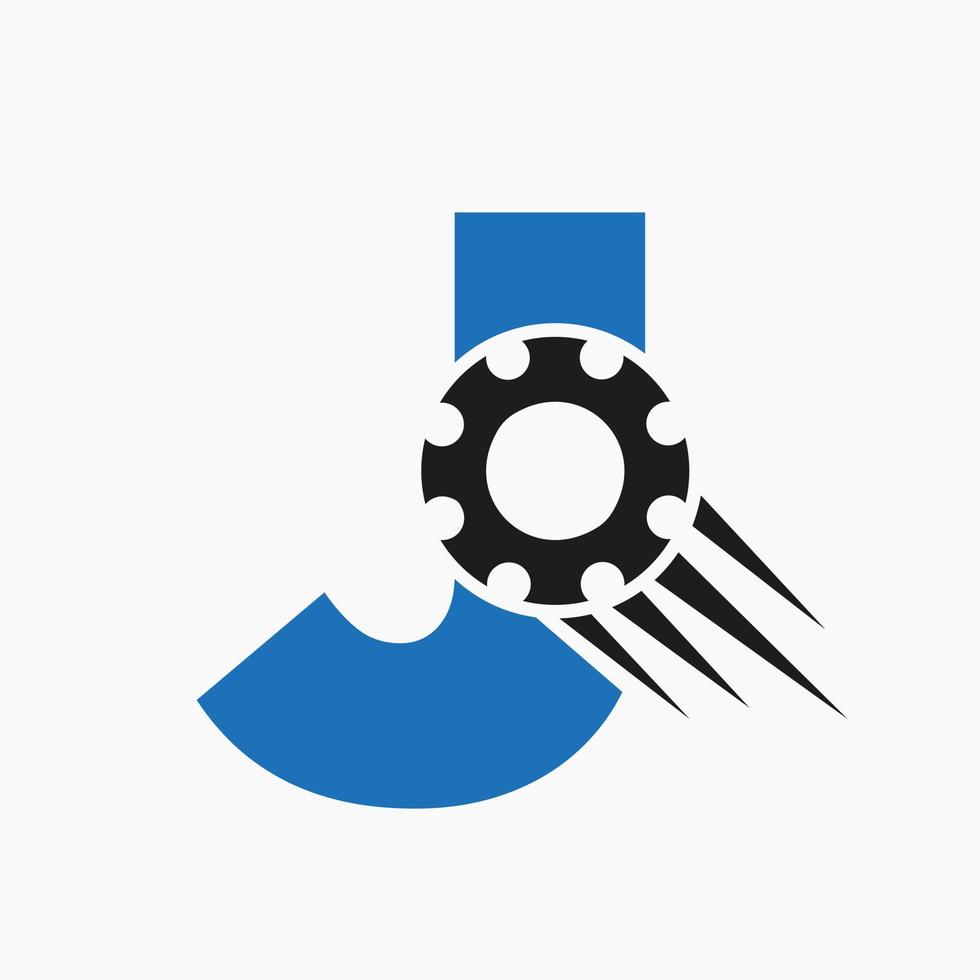Letter J Gear Cogwheel Logo. Automotive Industrial Icon, Gear Logo, Car Repair Symbol vector