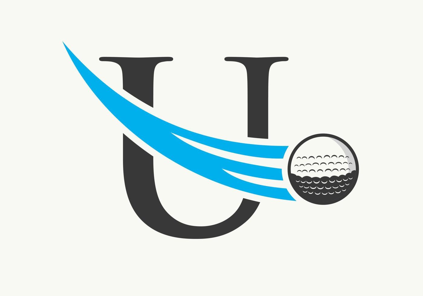 Letter U Golf Logo Design Template. Hockey Sport Academy Sign, Club Symbol vector