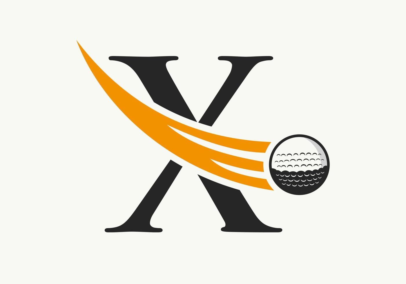 plantilla de diseño de logotipo de letra x golf. signo de la academia deportiva de hockey, símbolo del club vector