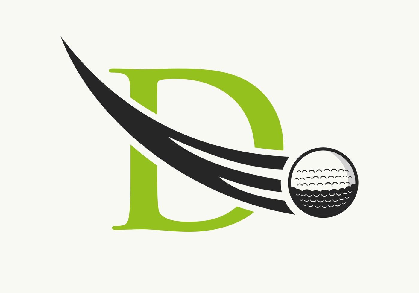 plantilla de diseño de logotipo de golf letra d. signo de la academia deportiva de hockey, símbolo del club vector