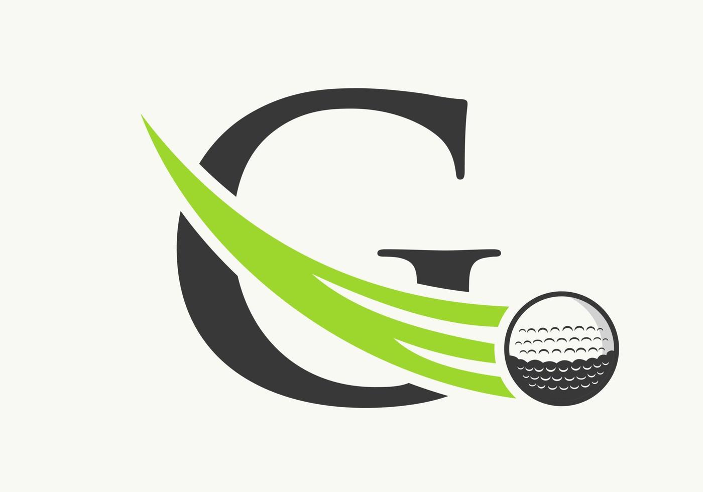 plantilla de diseño de logotipo de golf letra g. signo de la academia deportiva de hockey, símbolo del club vector