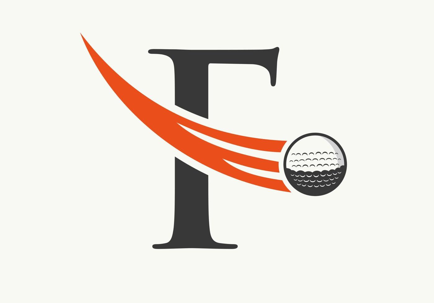 plantilla de diseño de logotipo de golf de letra f. signo de la academia deportiva de hockey, símbolo del club vector