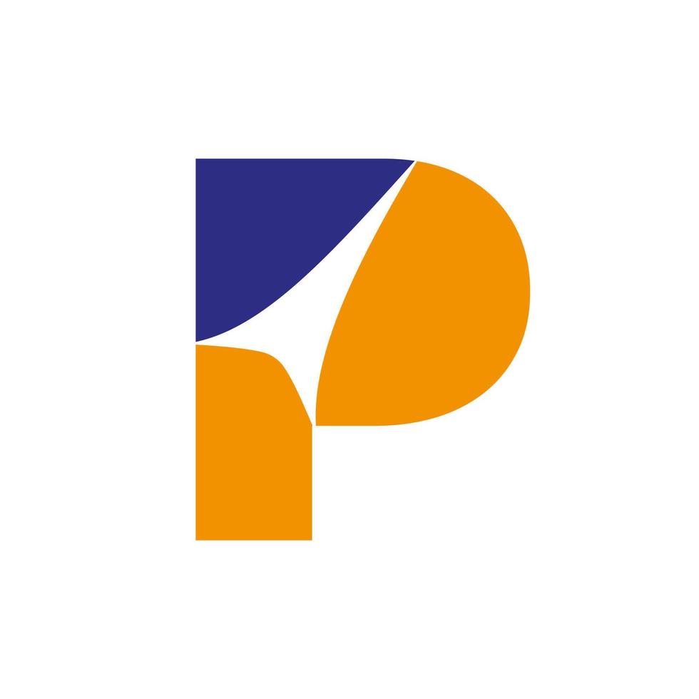 diseño del logotipo de la letra p, plantilla vectorial basada en la inicial del monograma minimalista vector