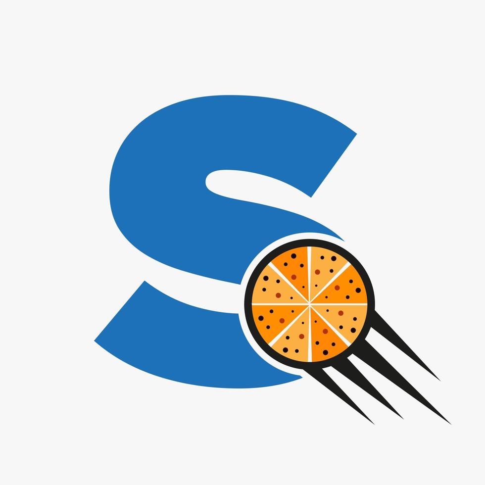 Initial Letter S Restaurant Cafe Logo With Pizza Concept Vector Template