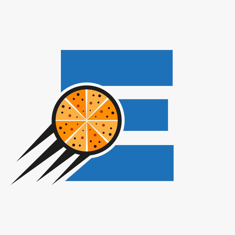 letra inicial e logotipo de cafetería restaurante con plantilla de vector de concepto de pizza