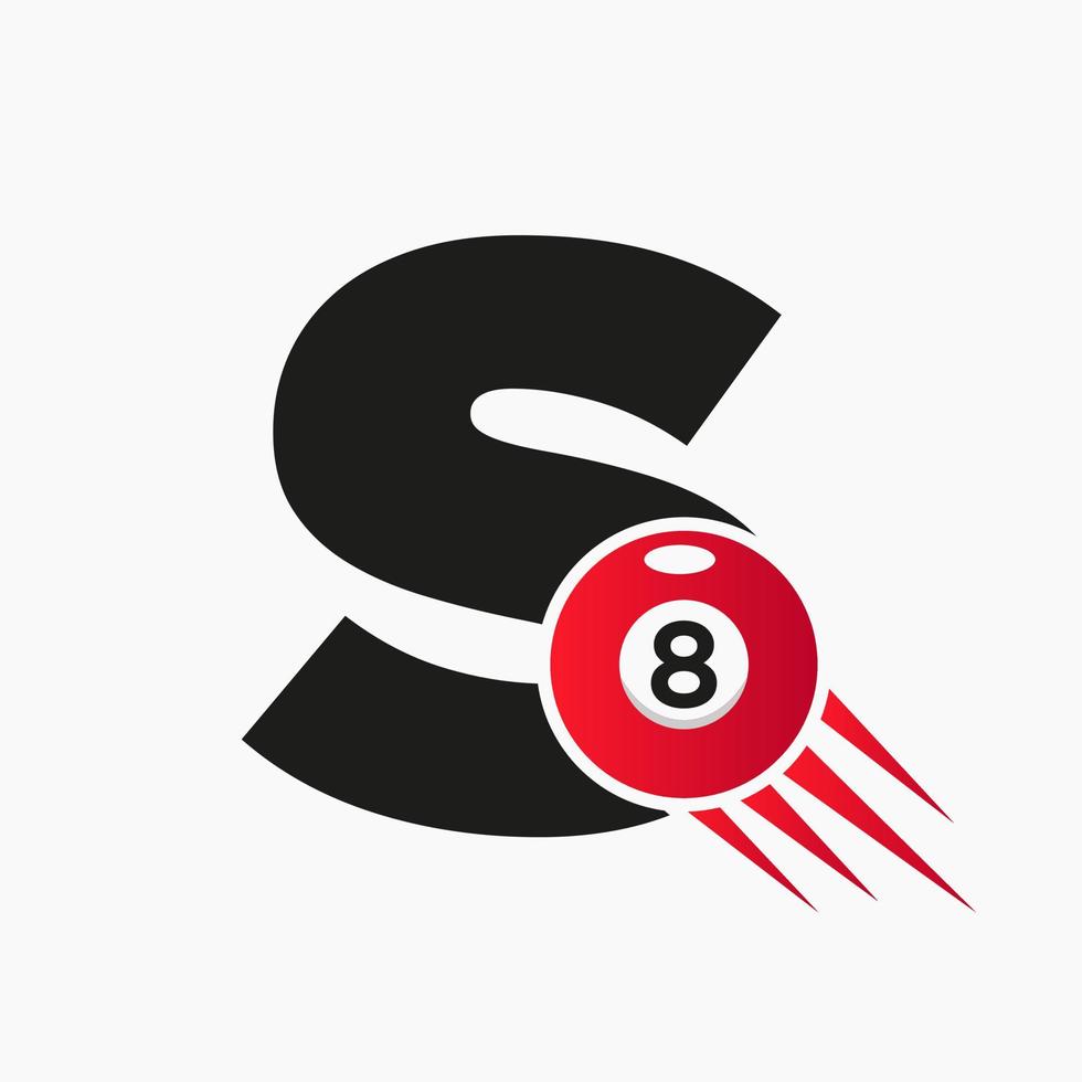 Letter S Billiards or Pool Logo Design For Billiard Room or 8 Ball Pool Club Symbol Vector Template