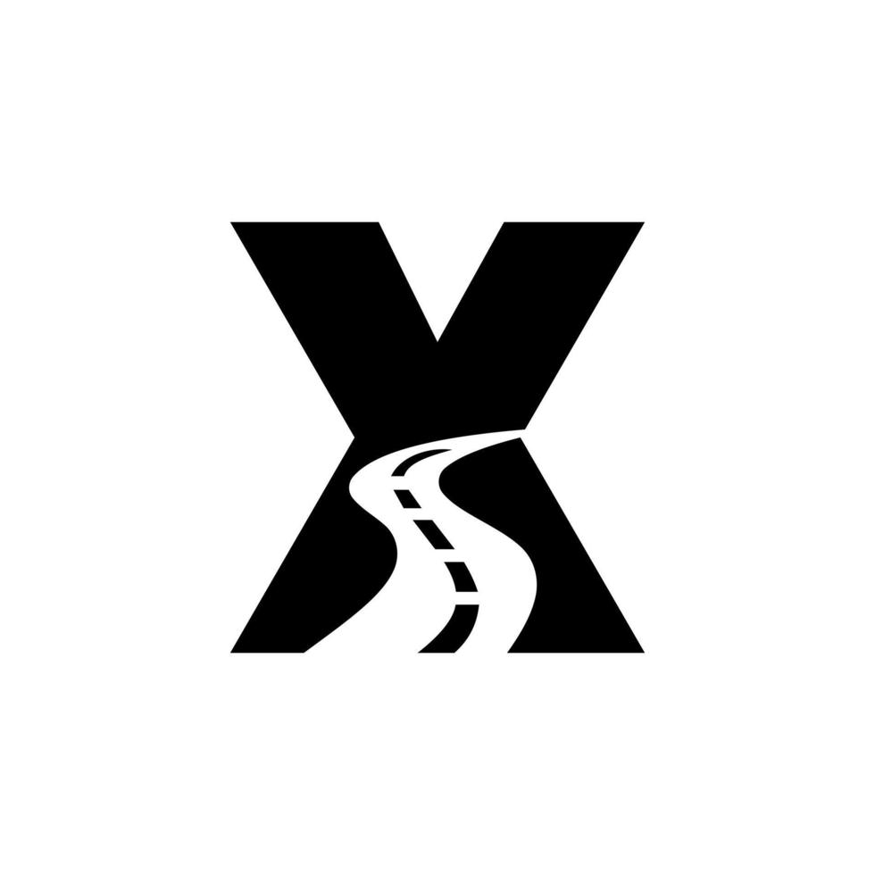 logotipo inicial de la letra x road para plantilla de vector de señal de viaje y transporte