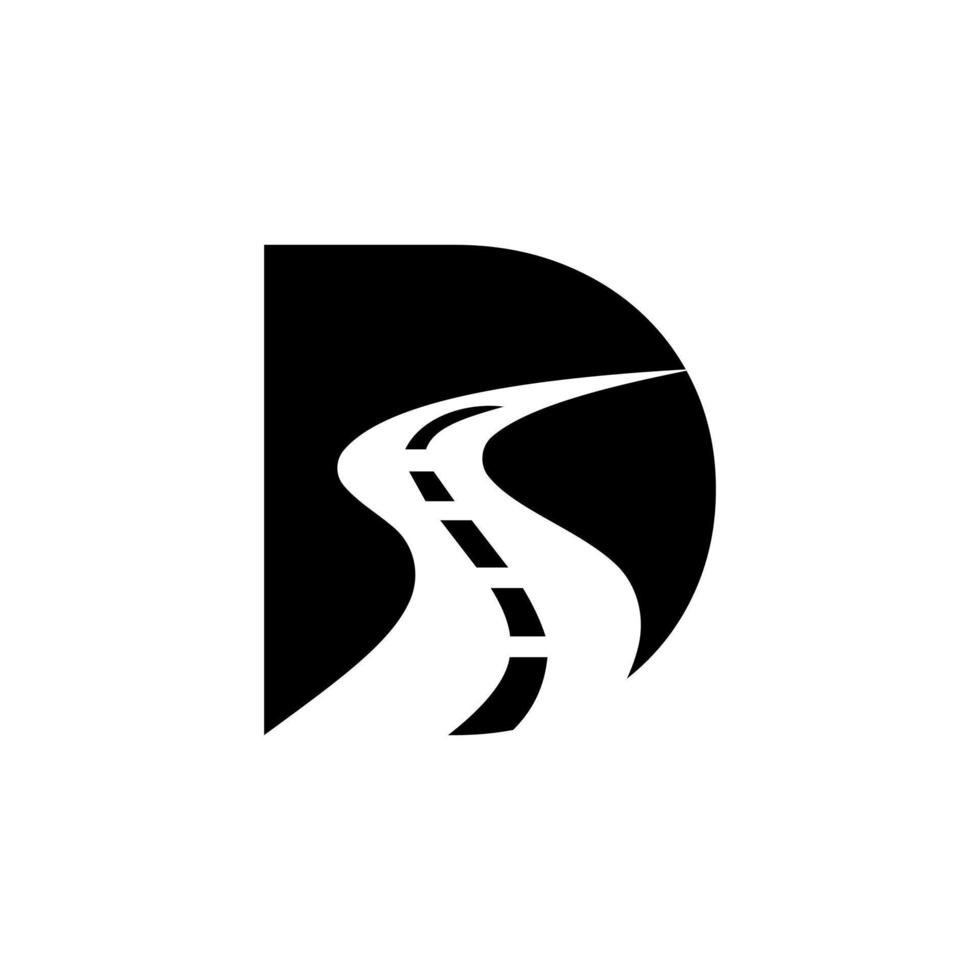 logotipo inicial de la letra d road para plantilla de vector de señal de viaje y transporte