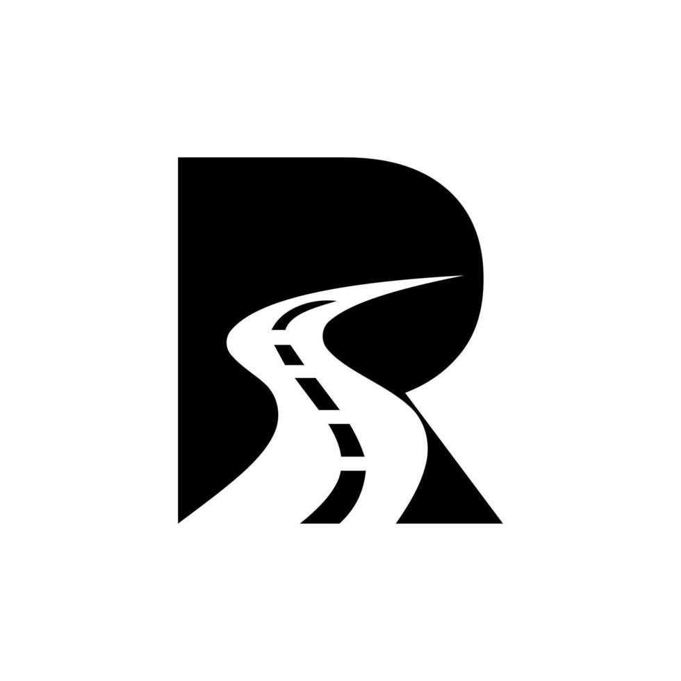 logotipo inicial de la letra r road para plantilla de vector de señal de viaje y transporte