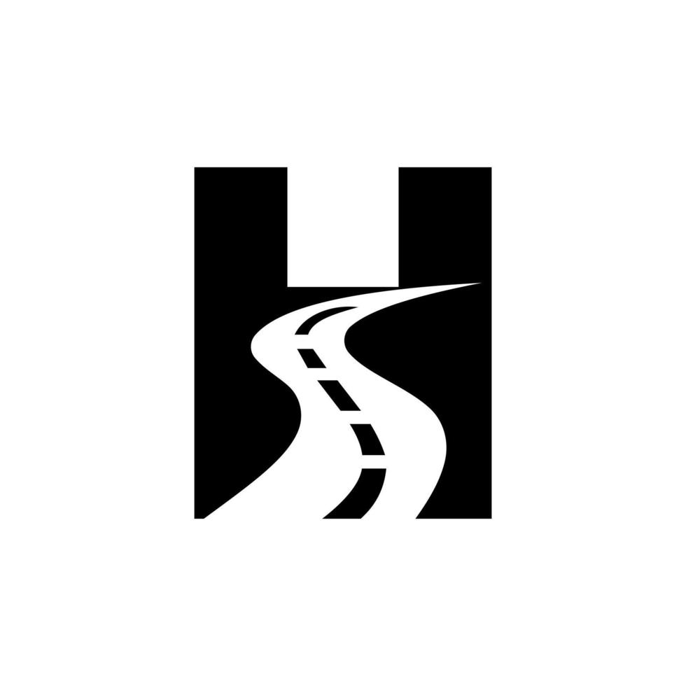 Initial Letter H Road Logo For Travel And Transportation Sign Vector Template