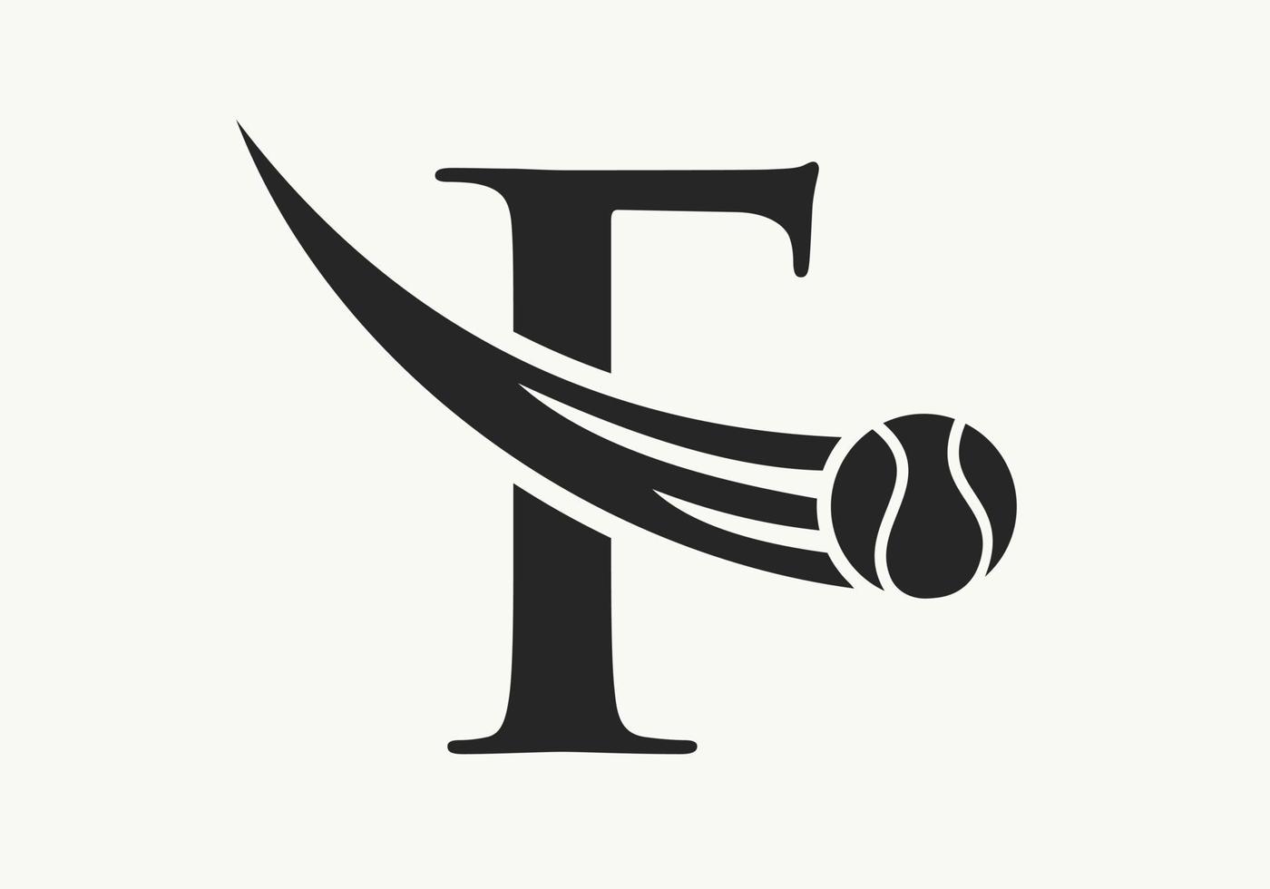 Letter F Tennis Logo Concept With Moving Tennis Ball Icon. Tennis Sports Logotype Symbol Vector Template